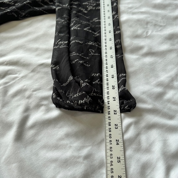 Tamara H women's Script Print Layered‎ Semi-Sheer 3/4 Sleeve Blouse Black 3X - Picture 11 of 14